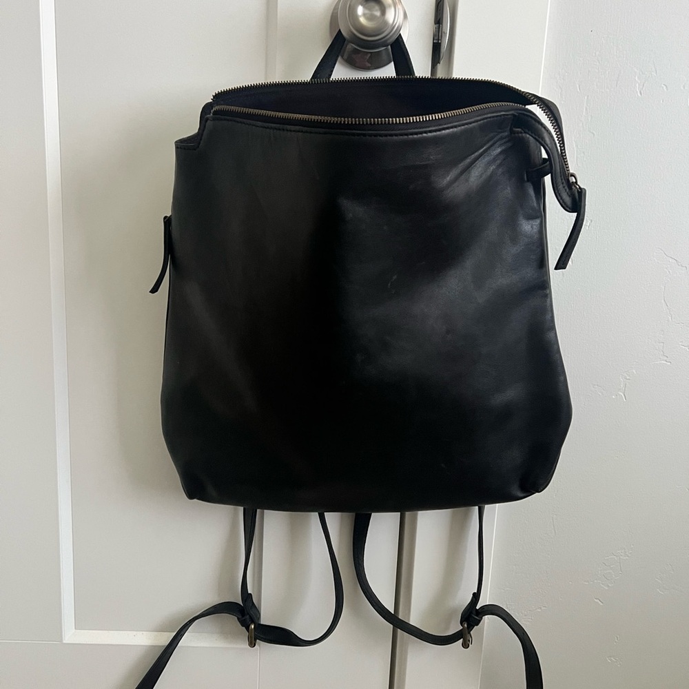 Anthropologie Black Leather Backpack